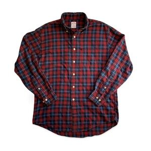 Brooks Brothers Men's 346 Polo Flannel Button Down Shirt Plaid Size Medium GUC
